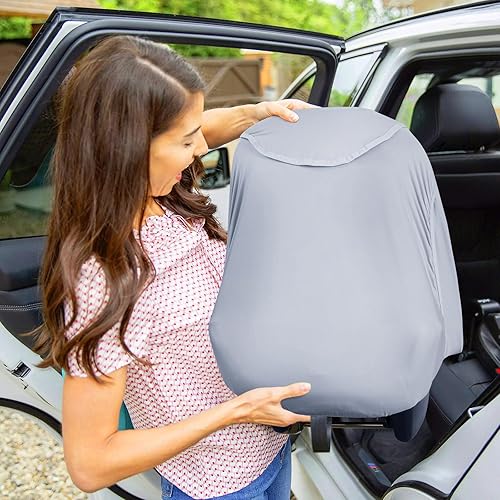Miniatura 7 de Metplus Toldo para asiento de automóvil 2 en 1, parasol de privacidad multiuso, protege la seguridad del bebé con estilo, fundas para portabebés