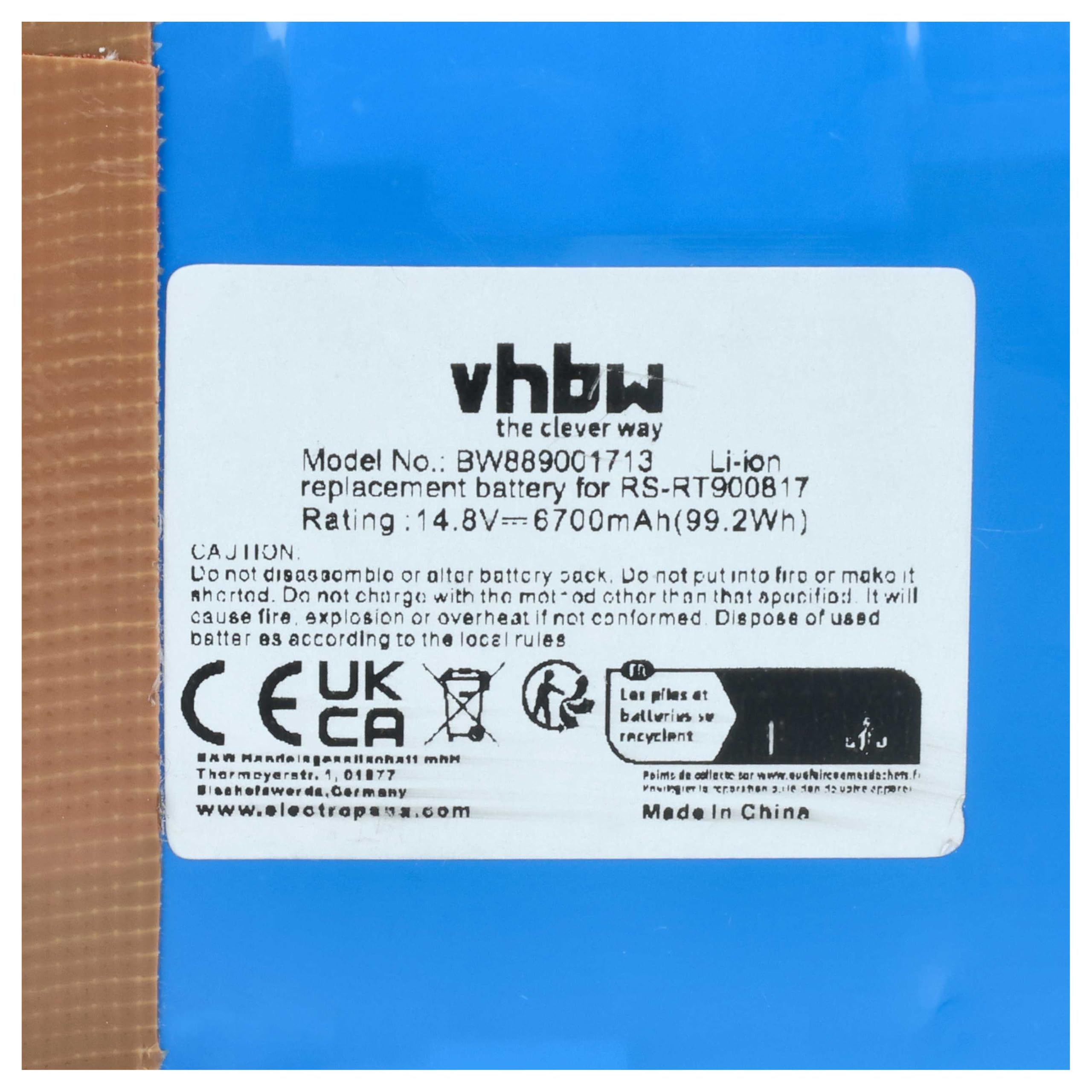 vhbw Batterie Remplacement pour Rowenta RS-RT900817