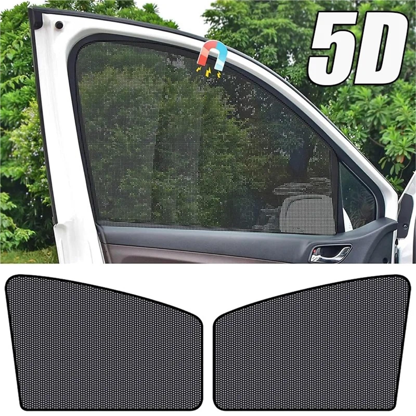 Parasol Lateral Coche Parasol de Malla magnética 5D, Aislamiento térmico automático, Cubierta protección Solar Tipo adsorción Fuerte(2xThicken Back)
