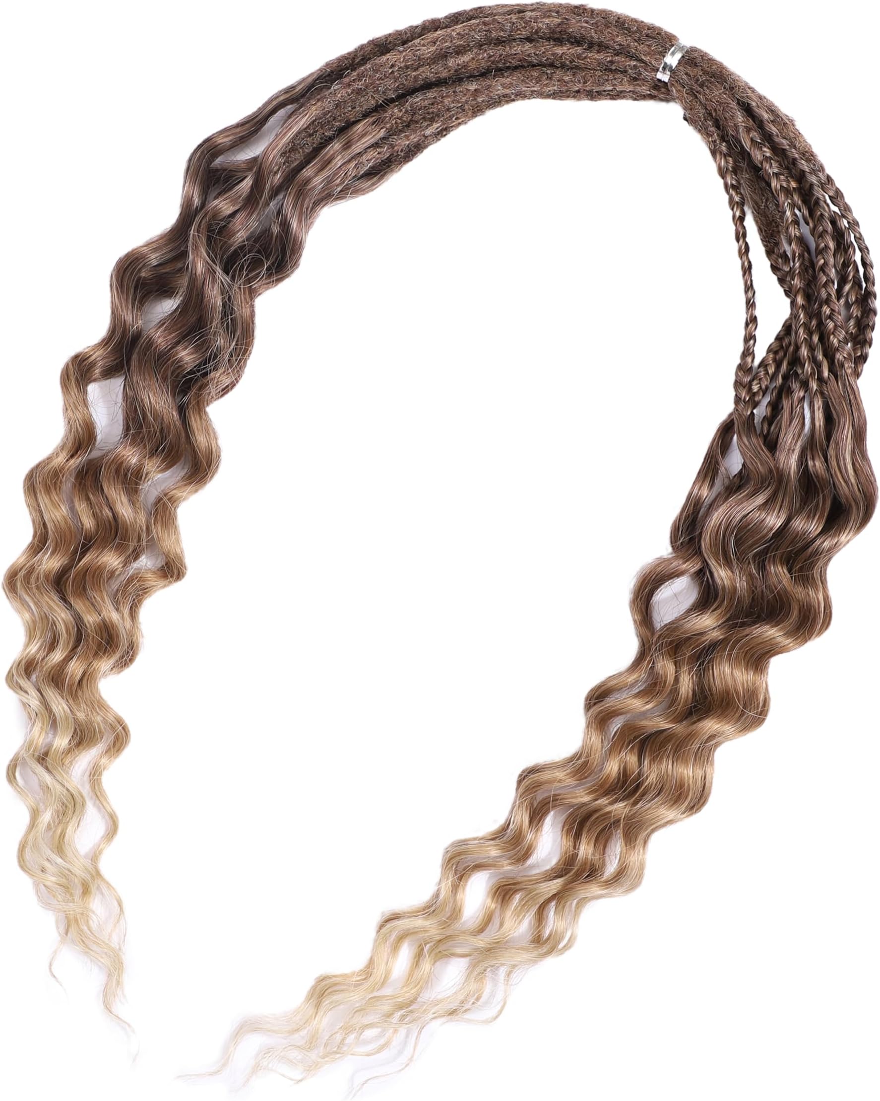 Curly Dreads with Box Braid Boho Style Dreads Synthetic Double Ended Dreadlock Extensions 16inches 10 Strands Thin Soft DE Dreadlock Extensions (T10/42, 16inch)