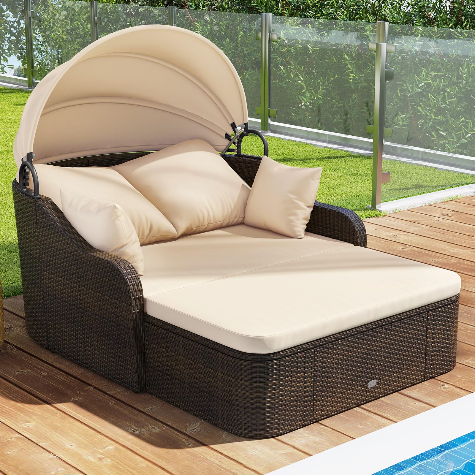 Moccha Outdoor Daybed with Retractable Canopy