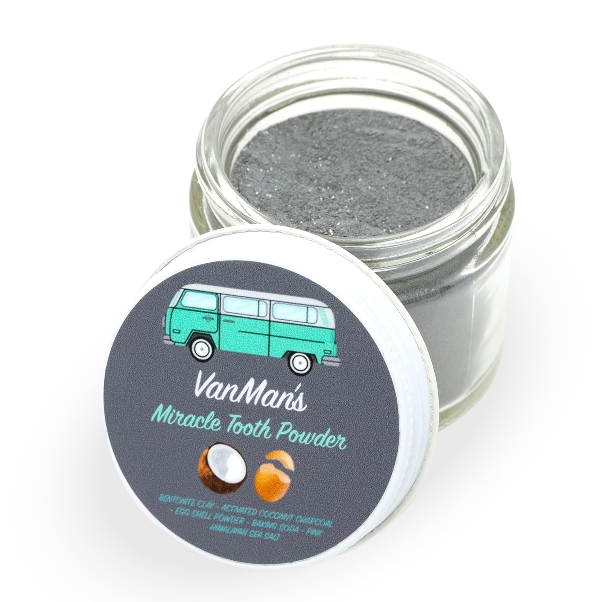 Vanman’s - Miracle Tooth Cleaning Powder Toothpaste - Fluoride-Free Whitening Tooth Powder with Coconut Charcoal, Eggshell Powders - Remineralizing Toothpaste - 2.2 Ounce
