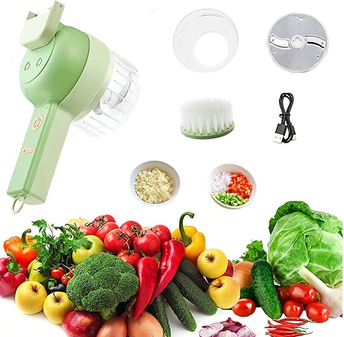 Juego de cortador eléctrico de verduras 4 en 1 cortador de verduras de mano picador de alimentos portátil para cebolla jengibre chile cebolla ajo