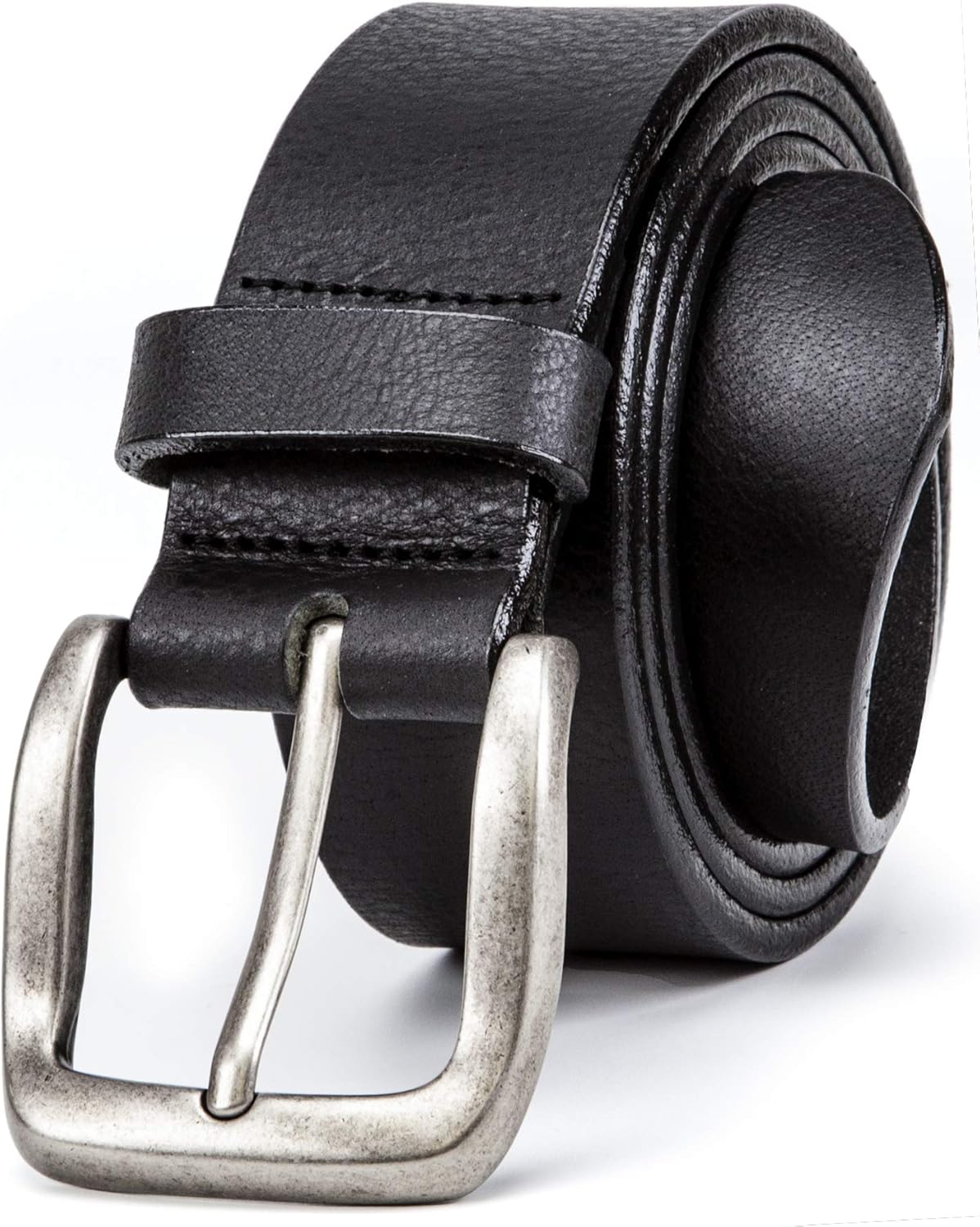 Men's black leather belt for jeans Clearance