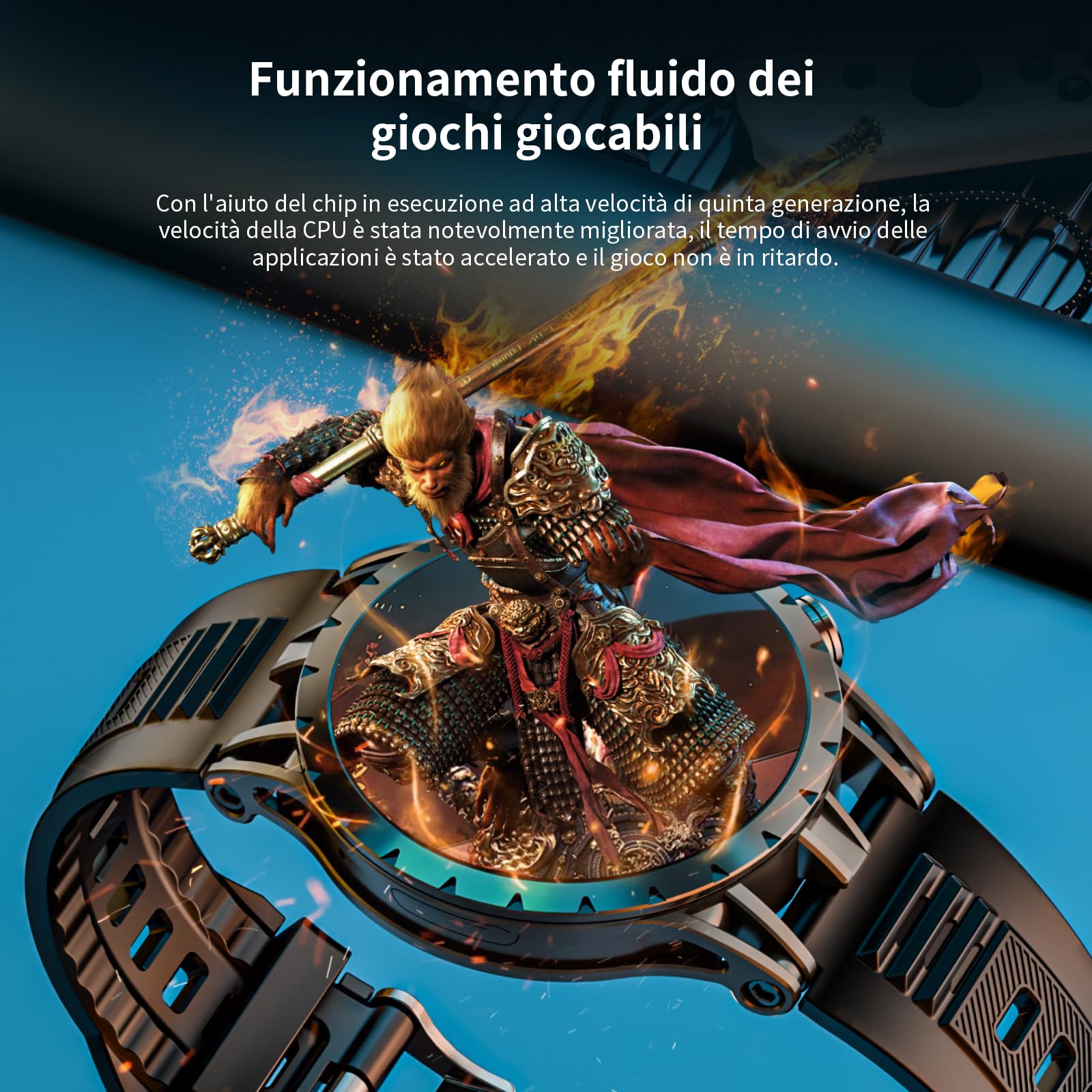 LOKMAT 4G SIM-Karten-Smartwatch, schermo AMOLED da 1,508 pollici, 3 GB + 32 GB, smartwatch per uomini e donne con fotocamera girevole, WiFi, GPS, Android 8.1, orologio Fitness Activity Tracker