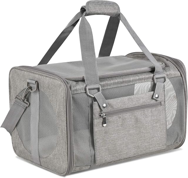 Vailge Cat Carrier Dog Carrier Airline Approved Pet Carriers for Small Medium Cats Dogs Puppies Bunny of 15lbs, Small Dog Soft Sided Carrier Collapsible Puppy Carrier (Grey)