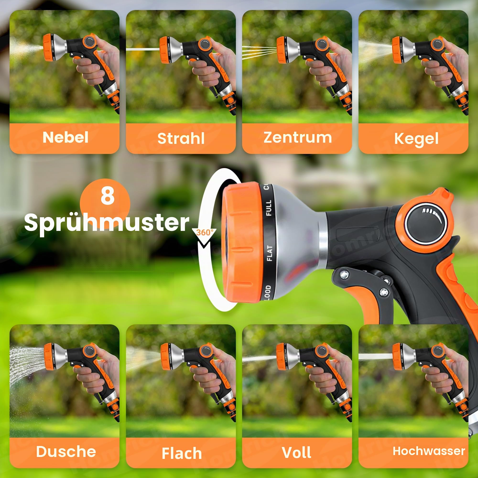 Hundedusche Schlauch-Set 14-teilig – 3m Gartenschlauch für Außenwasserhahn mit Warm-/Kalt-Adapter, Y-Verteiler & 8-Sprühmodi-Pistole – Ideal für Hundepfotenreinigung, Haustierbad, Garten & Autowäsche