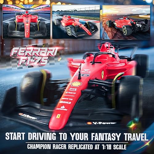 Miniatura 6 de BEZGAR Auto de control remoto Ferrari F1 75 118 - Auto de carreras RC de 2.4 GHz con auténtica librea, calcomanías para el cuerpo de bricolaje - F1