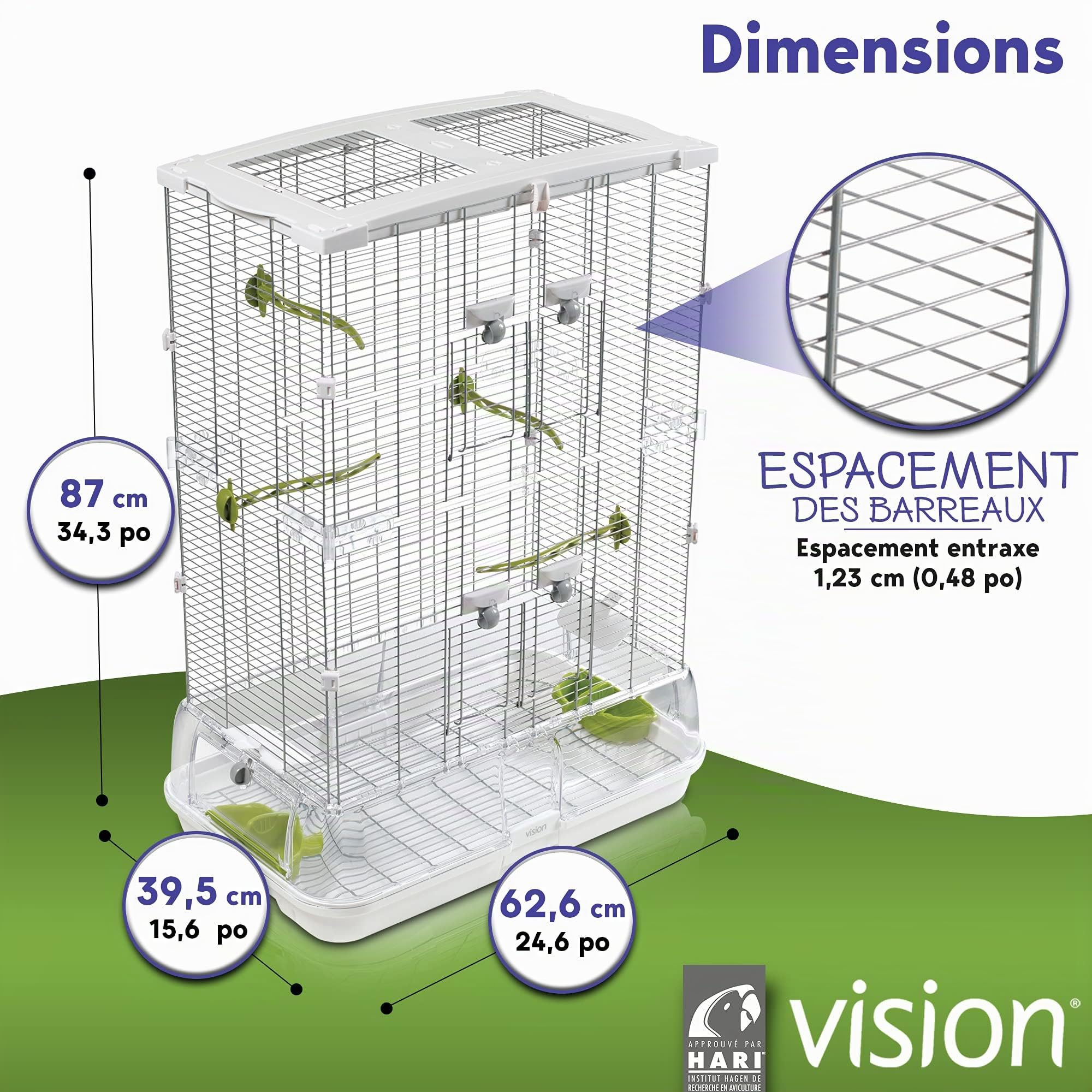 Vision Cage M02 pour les Oiseaux 61x38x88 cm