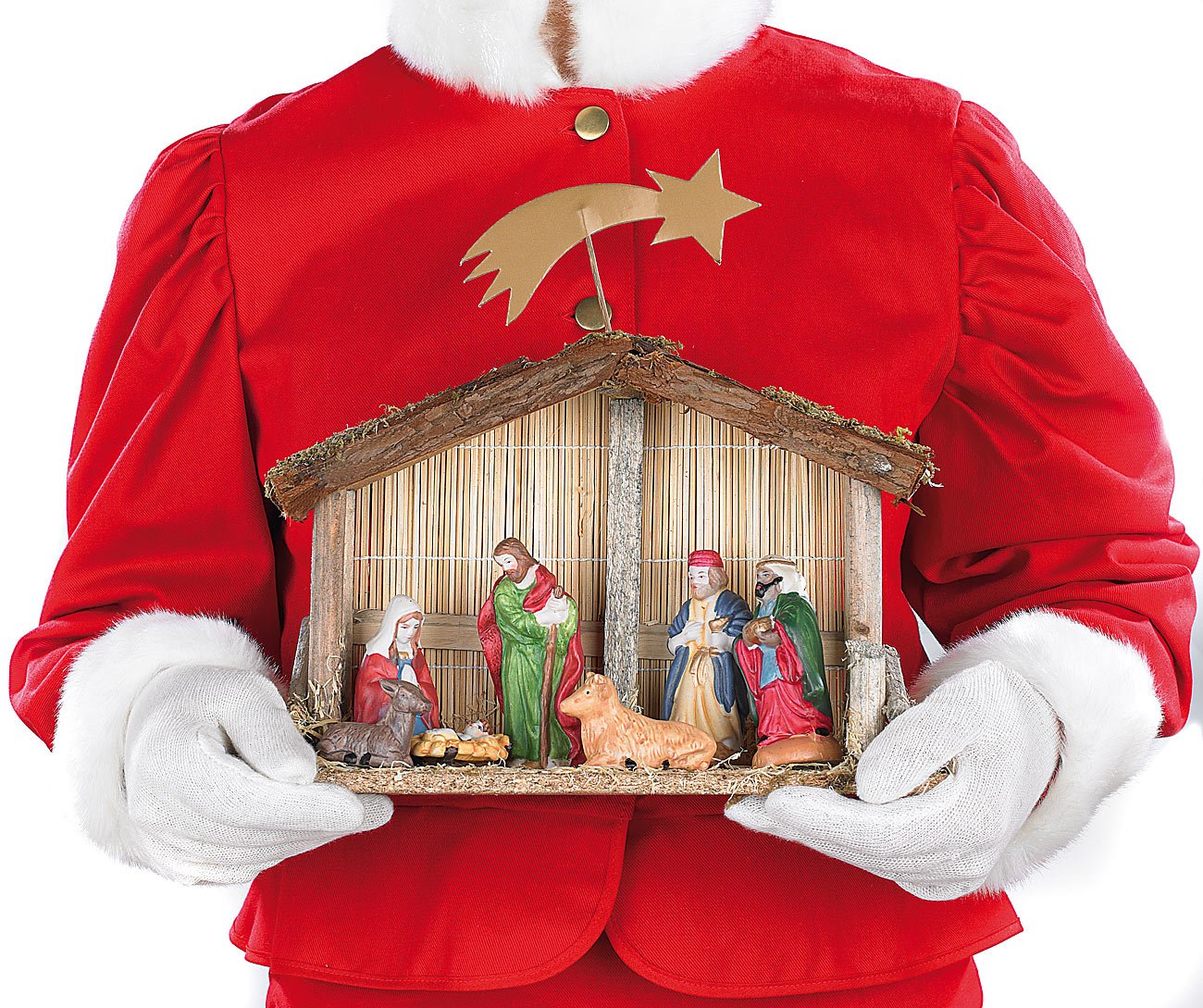 Pearl Pesebre de Navidad: Belén navideño (10 Piezas) con Figuras de Porcelana pintadas a Mano (Pesebres de Navidad Caracteres)