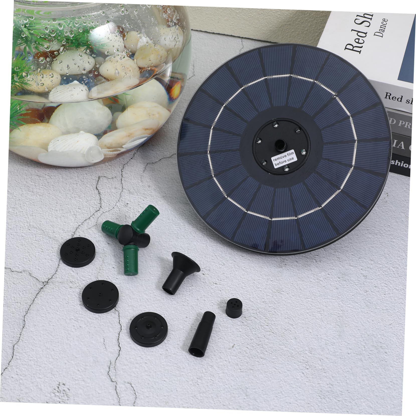 HEMOTON Solarbetriebener Wasserbrunnen mit Bunter LED Beleuchtung 7,4v 1500mah Pumpe Silikon und Abs Material für Gartenteich und Vogeltränke im Außenbereich