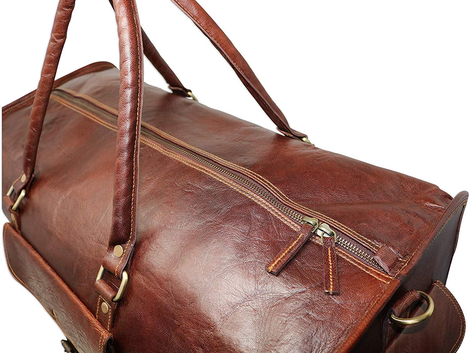 60 Cm Bolso Bolsa Viaje Veliz Equipaje De Cuero Piel Grande Vintage para Cabina Fin Semana Gimnasio Deportes Carry-On Hombre Y Mujer