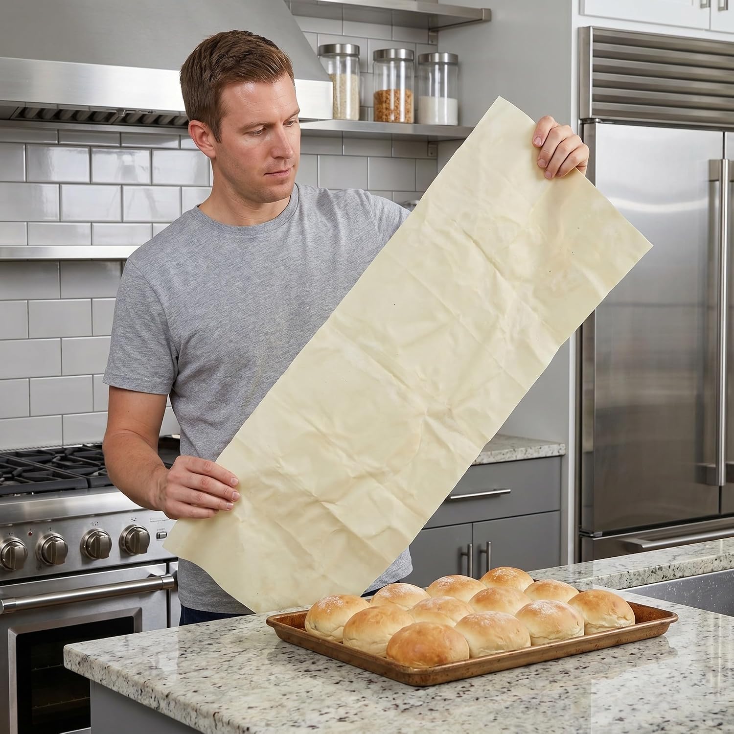 YARNOW 2Pcs Reusable Beeswax Bread Bag: Waxed Fabric Produce Storage Sack - 33x13 Pastry Food Wrapper for Loaf Fruit and Veggie, Keep Bread Fresh, and Moist