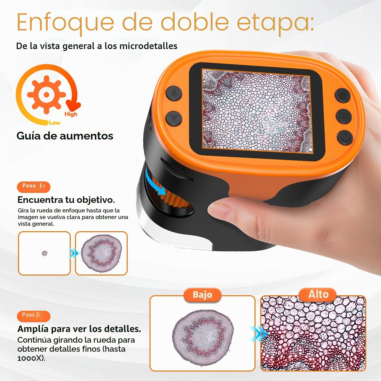 Microscopio para niños con lupa móvil para niños y niñas de 4 a 12 años
