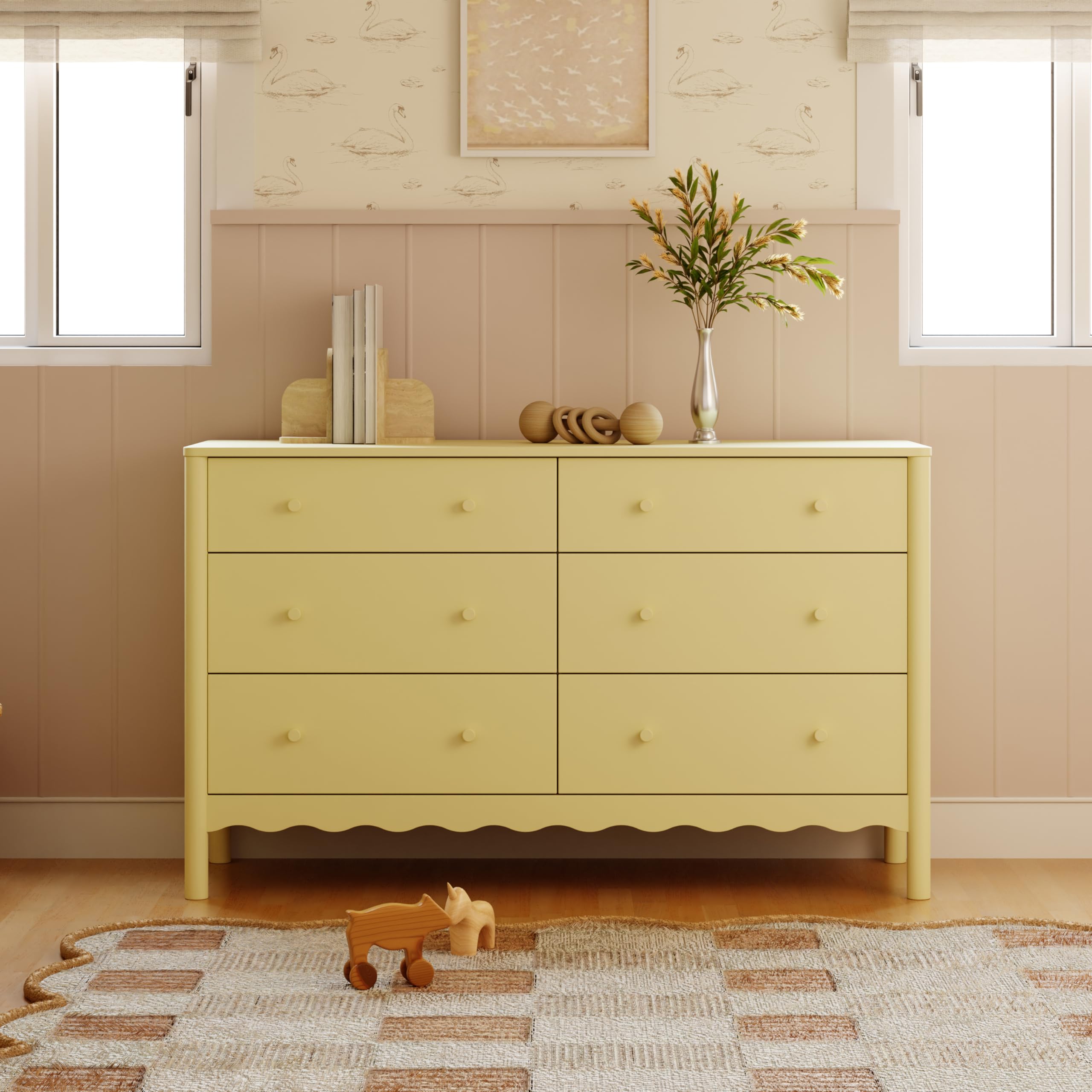 Babyletto Swell 6-Drawer Assembled Baby Dresser, Pale Yellow