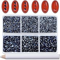 Vista 52 de Bymitel Hotfix - Gemas redondas de diamantes de imitación de cristal para manualidades, mezcla de 6 tamaños con kit de lápiz de cera, negro
