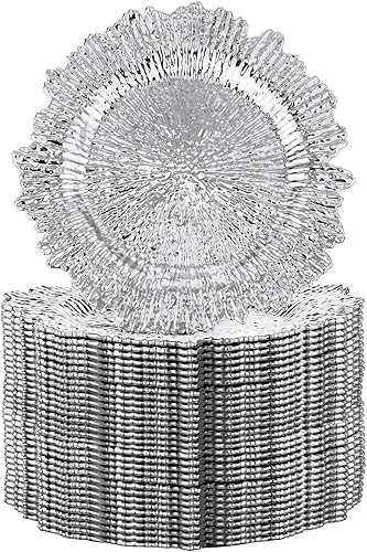 Juego de 32 platos de carga, cargadores de platos de arrecife para mesa de comedor, bandeja de servir, platos decorativos de plástico floral para Juego de 32 platos de carga, cargadores de platos de arrecife para mesa de comedor, bandeja de servir, platos decorativos de plástico floral para