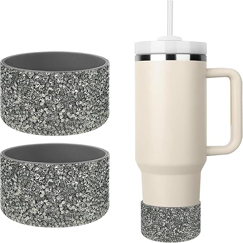 Bling - Botas protectoras de silicona con purpurina, compatible con Stanley Tumbler de 20 a 40 onzas y botella de agua Hydro Flask de 12 a 24 onzas
