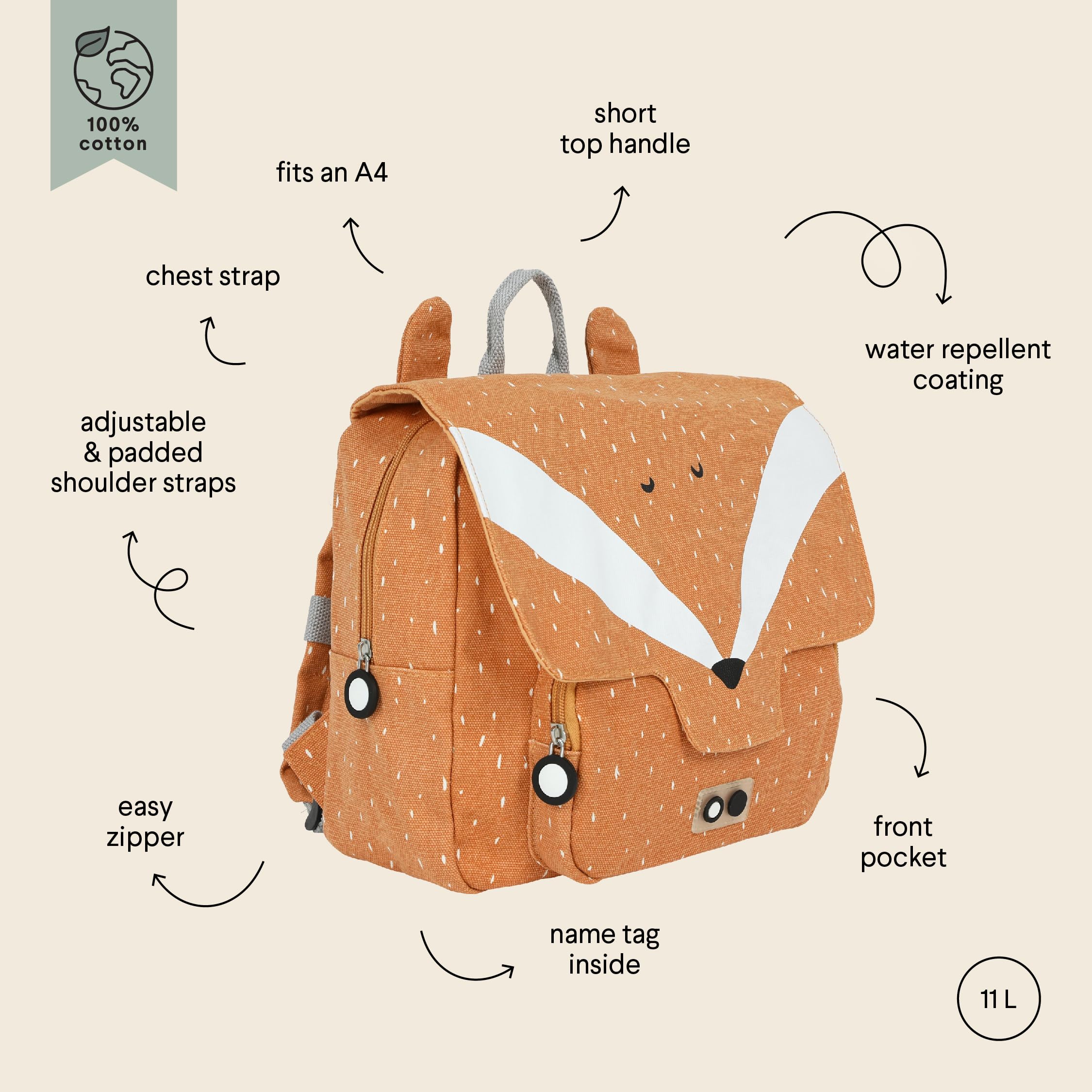 Trixie - Cartable pour Enfants - Mr. Fox (Renard)