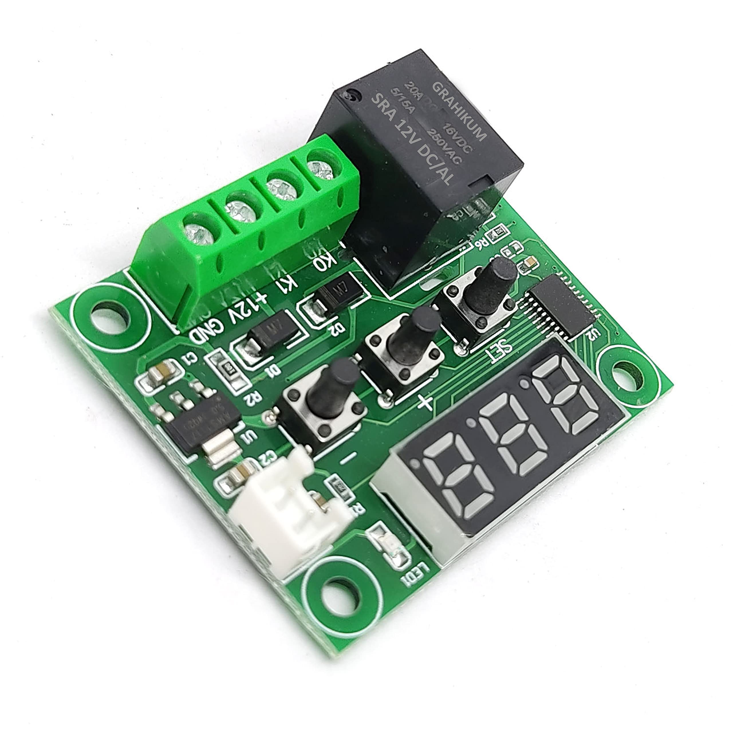Manushre Manas Enterprises W1209 Digital LED DC 12V + NTC Sensor heat cool temp thermostat temperature switch Module On/Off Controller electronic Board DIY(Pack of 4)