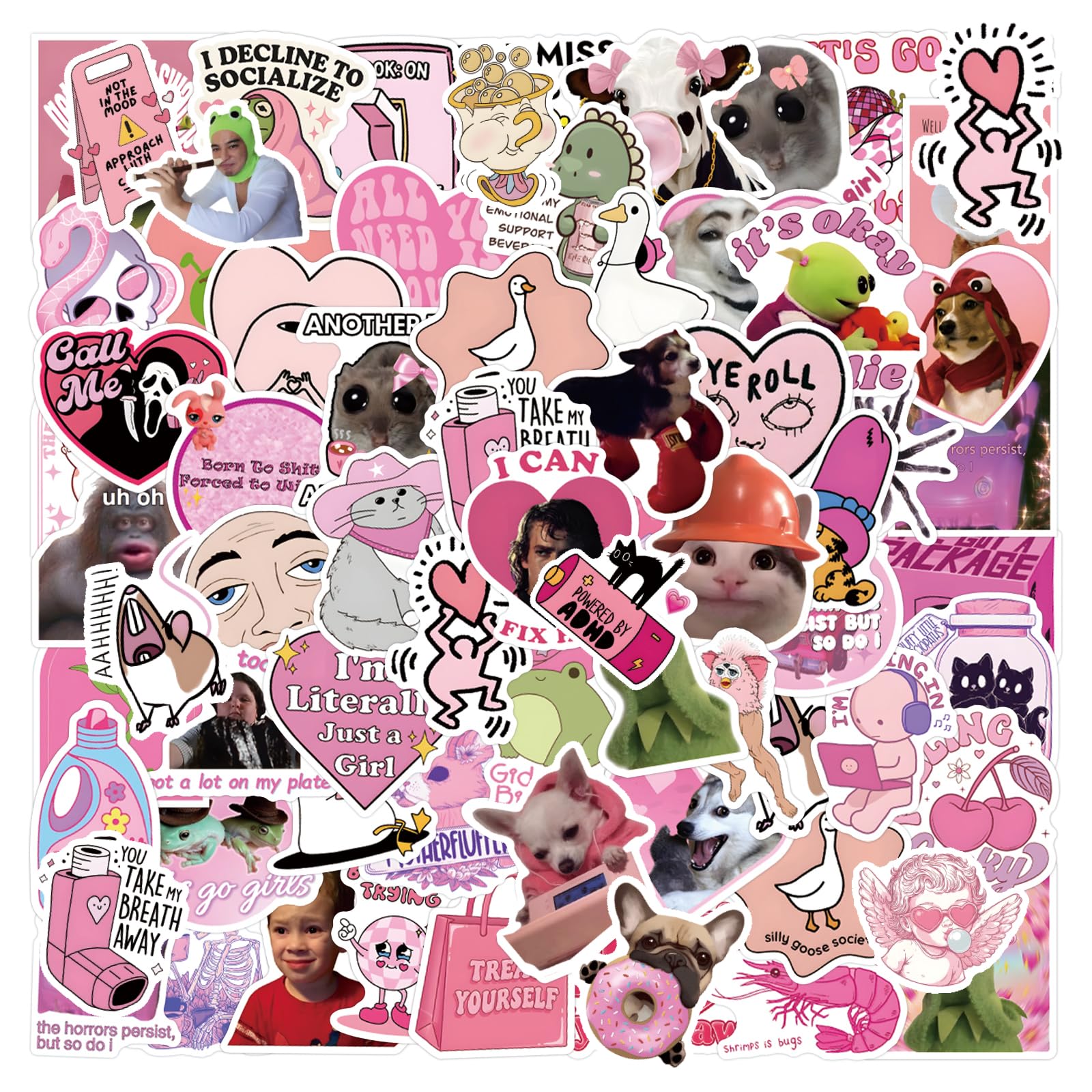110PC Pink Funny Stickers for Adults & Women - Waterproof Vinyl Decals for Water Bottle, Laptop, Scrapbooking; Cool Funny Girly Gifts โ image 1