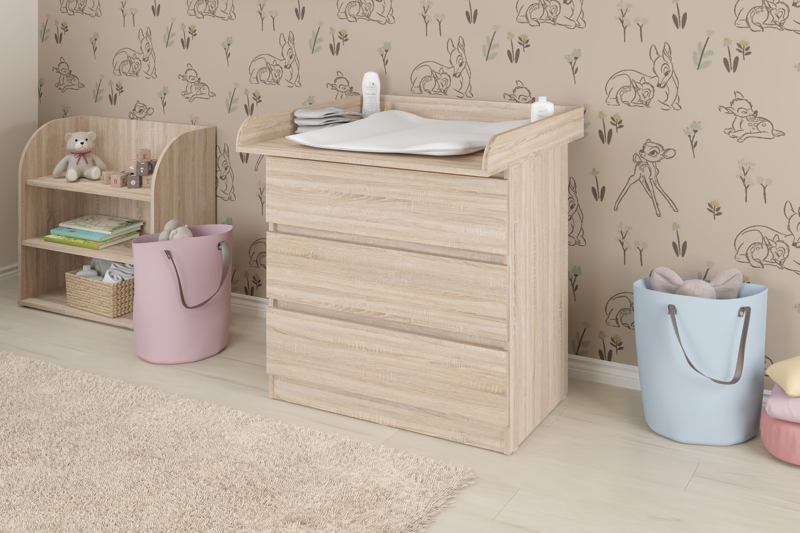 Shefa Kids Table à langer 800 pour commode Ikea des séries MALM, HEMNES et NORDLI - Universel - Chêne
