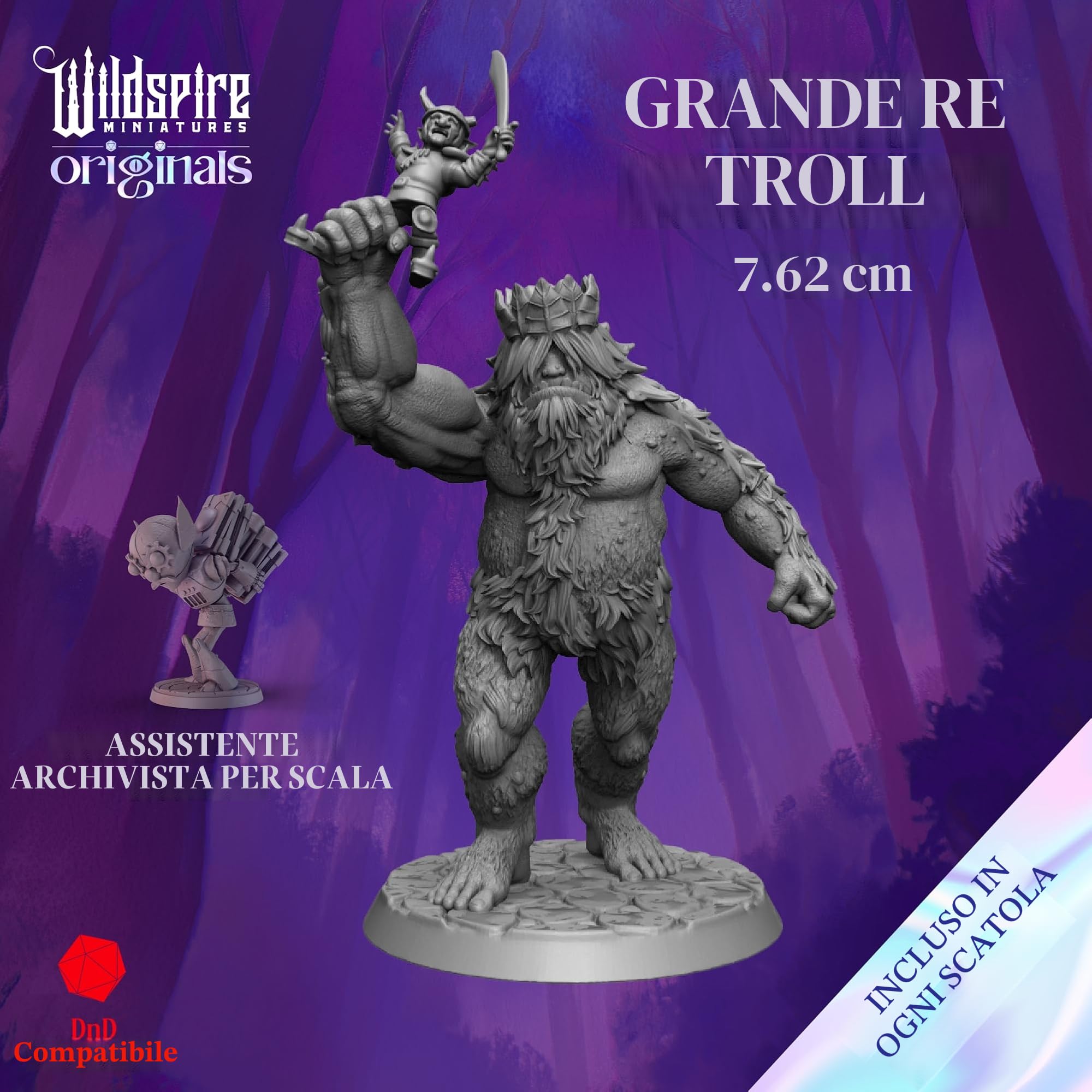 Wildspire Heroes, Compagni Animali NPC e Re Troll per DND Miniature 28mm-32mm - Figure Fantasy Non Verniciate per Dungeons and Dragons, D&D, Pathfinder