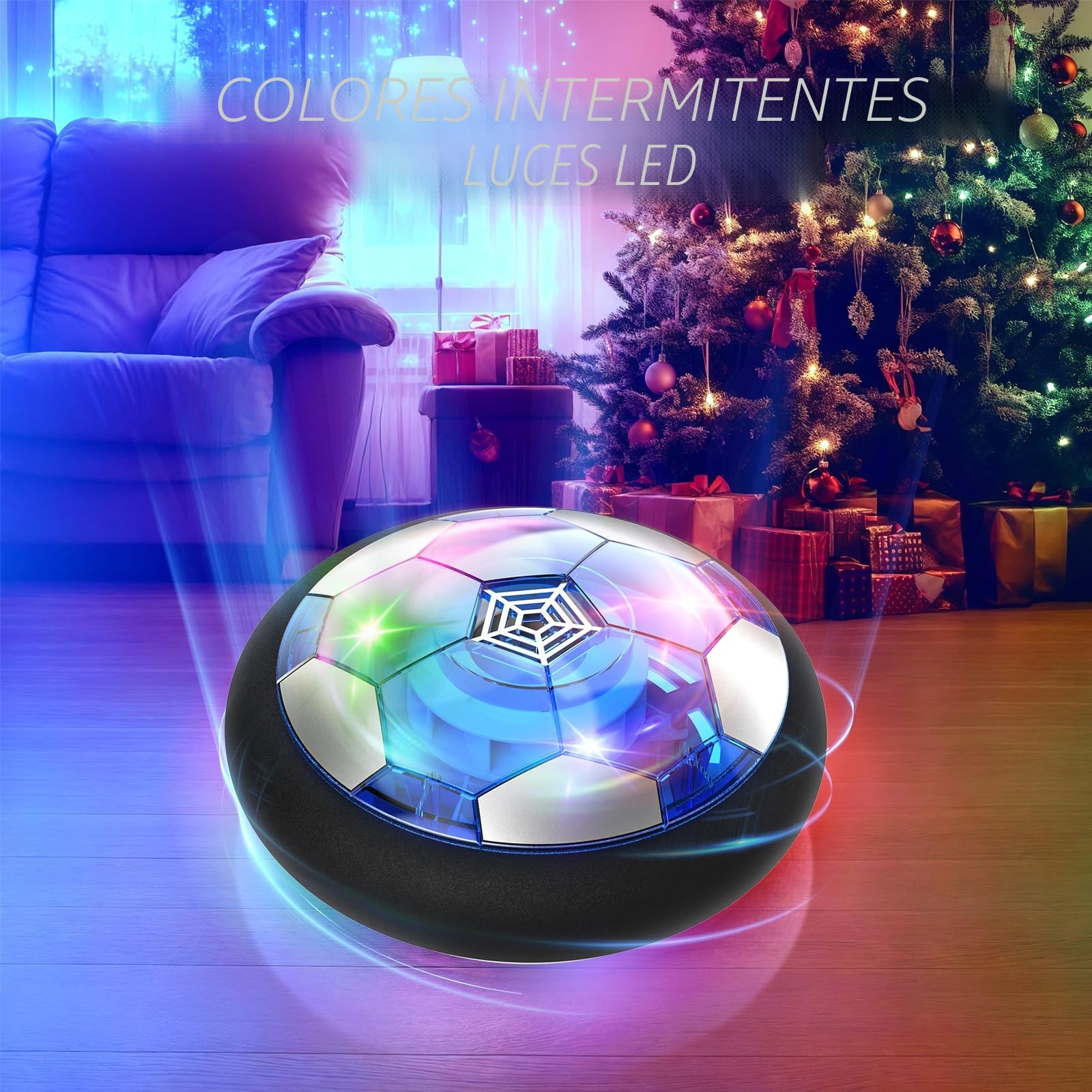 Buoeuik Balón Fútbol Flotante, Air Power Football Regalo Niño 3 4 5 6 7 8 9 Años Pelotas de Futbol Recargable Juegos Interactivos Air Hockey Soccer con Luces LED Juguetes para Niños Niñas