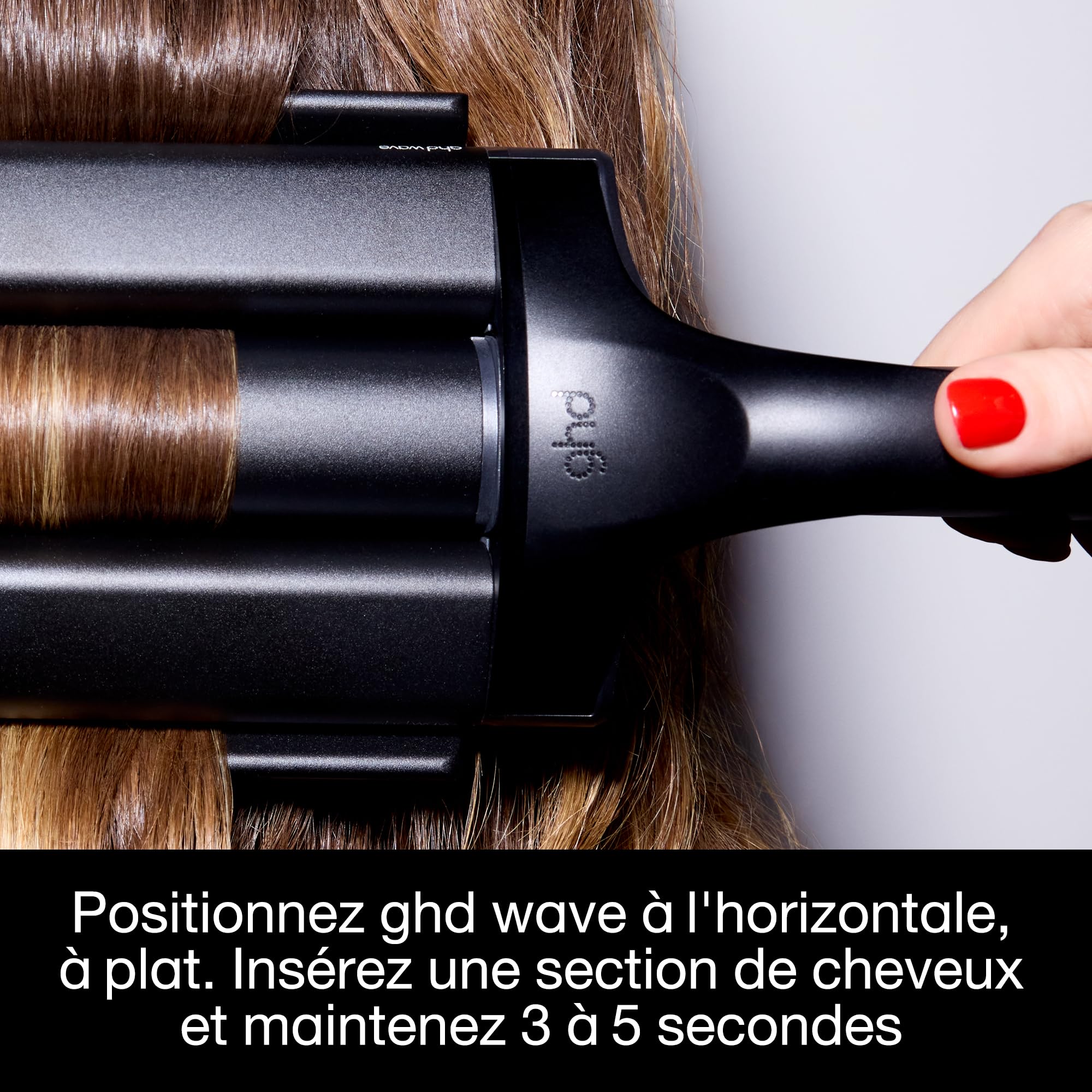 ghd - Boucleur ghd Wave - Boucleur professionnel (Noir) - Triple Waver - Créez des beach waves longue tenue en 3 à 5 secs - Wavy sirène facile et rapide - Idéal tous types de cheveux et longueurs
