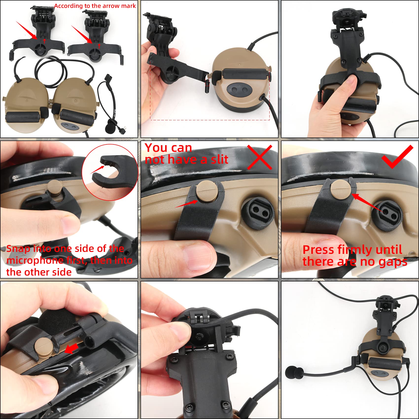 ARC Adattatore per guida Accessori per cuffie tattiche Comta ii Comta iii Tactical Headset (Black)