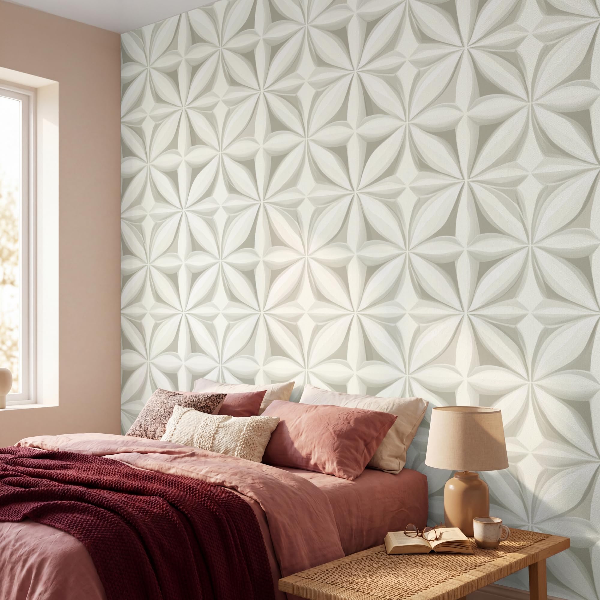 Papel Pintado Vinilico 300x300 cm Primera Calidad Papeles Pintados De Pared Pour Salon Dormitorio Decorativo Wallpaper Cocina Abstracto - Textura - Gris - Blanco