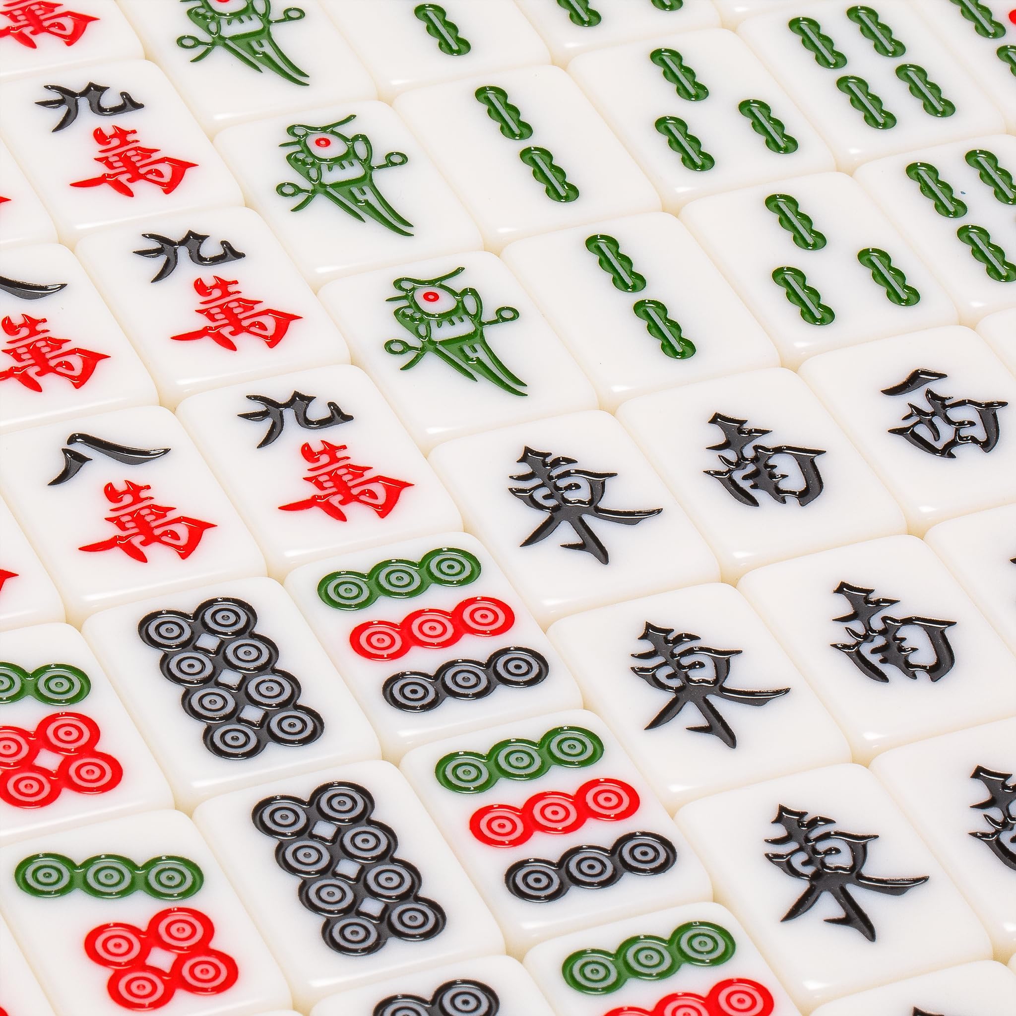Yellow Mountain Imports Set Mahjong cinese "Emerald Weave" 146 piastrelle 40 mm custodia vinile