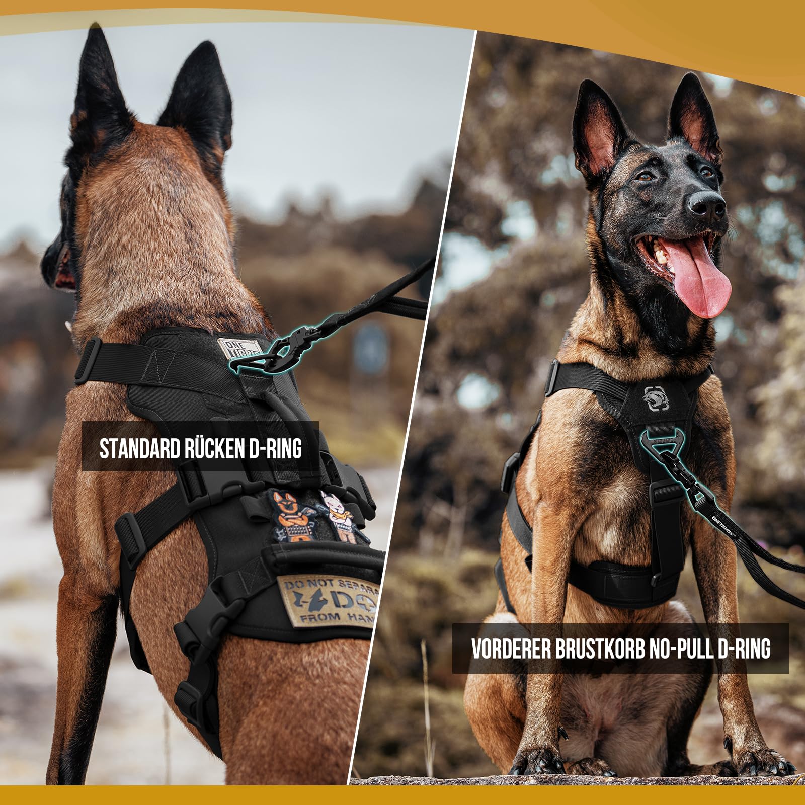 OneTigris Arnés para perros, T-Bone táctico con 2 asas, a prueba de fugas, arnés ajustable para perros, caza, senderismo, entrenamiento, paseo, actividades al aire libre (negro, XL)