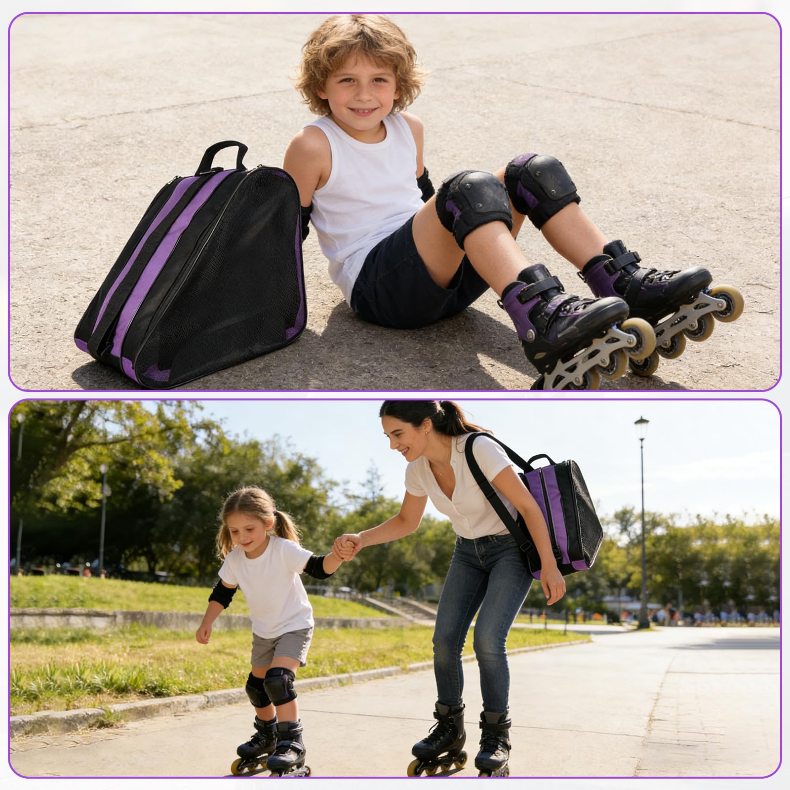 QKURT Bolsa de Patinaje para Niños con Correa Ajustable, Mochila para Patines de Hielo