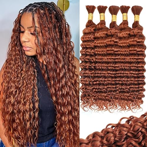 Copper Ginger Human Braiding Hair for Boho Braids 5 Bundles