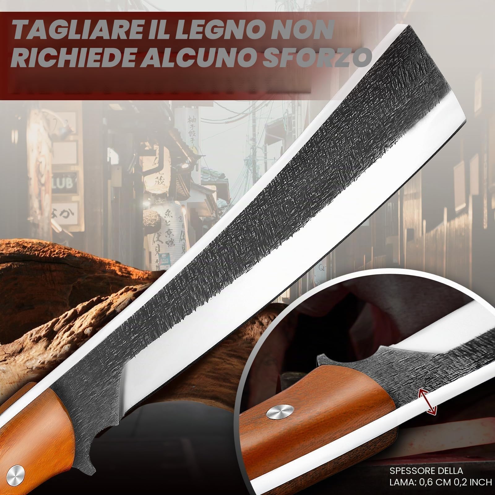 Freelander Coltello da Campeggio con Manico in Legno | Coltello Bushcraft Full Tang Coltello Sopravvivenza