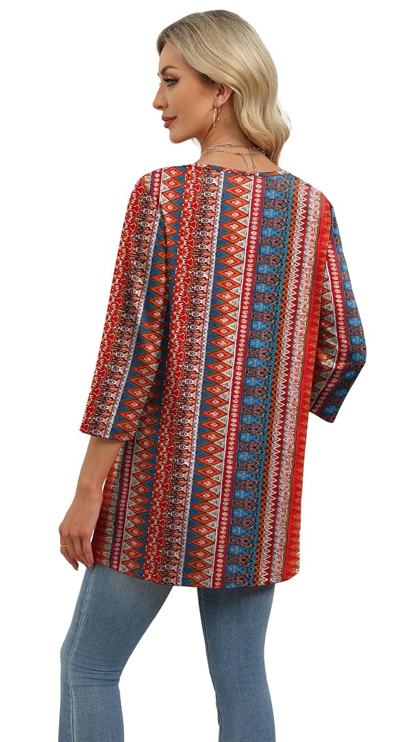 OFEEFAN Plus Size Boho Tops For Women Spring Date Outfits 2026 Trendy Floral 01 3XL by OFEEFAN - Used condition - Image 2