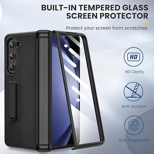 Miniatura 4 de Ruky Funda para Galaxy Z Fold 5 con protección de bisagra, carcasa de cuerpo completo con soporte magnético integrado y protector de pantalla de