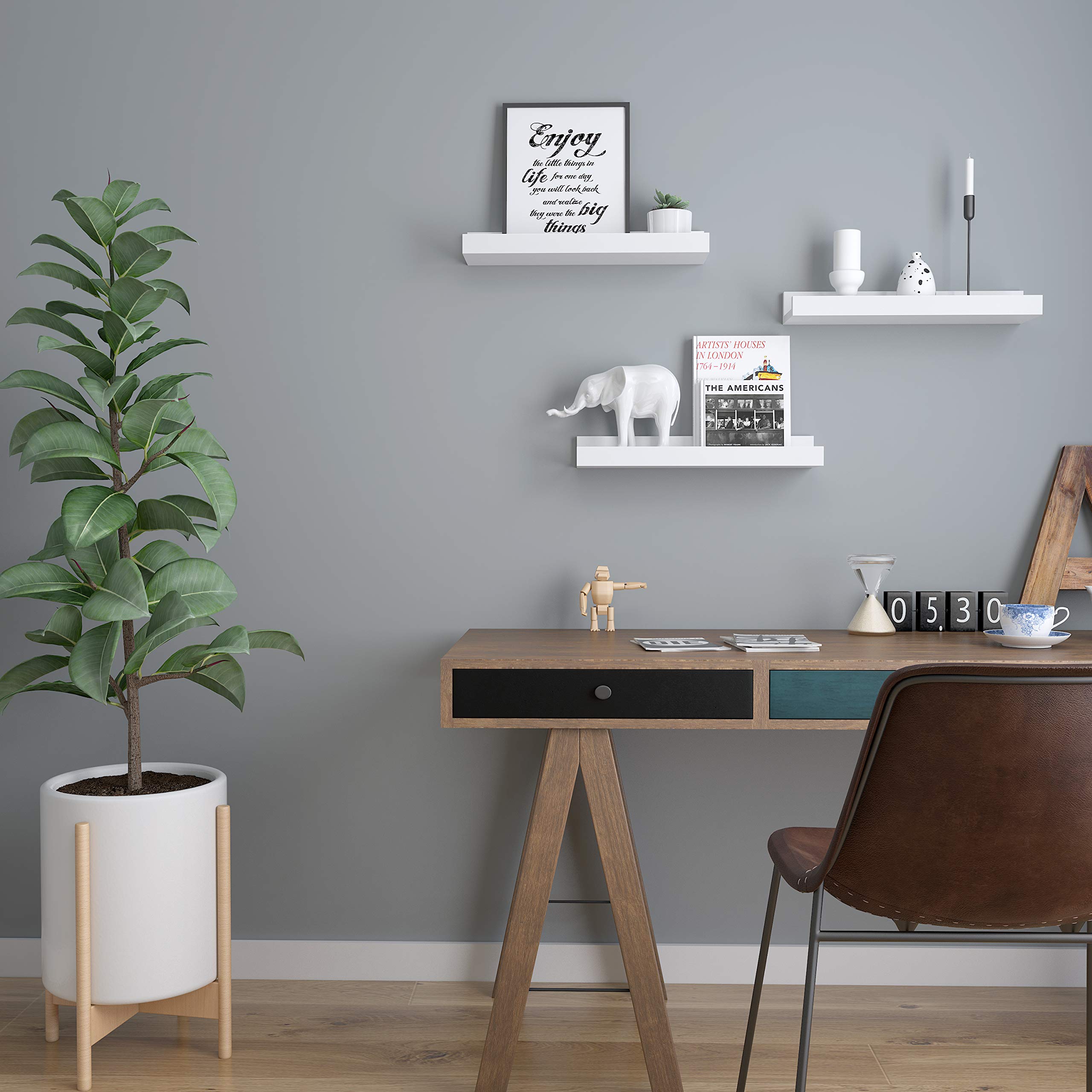 SONGMICS Wall Shelves Set of 3, Floating Shelves Ledge 15inch Long