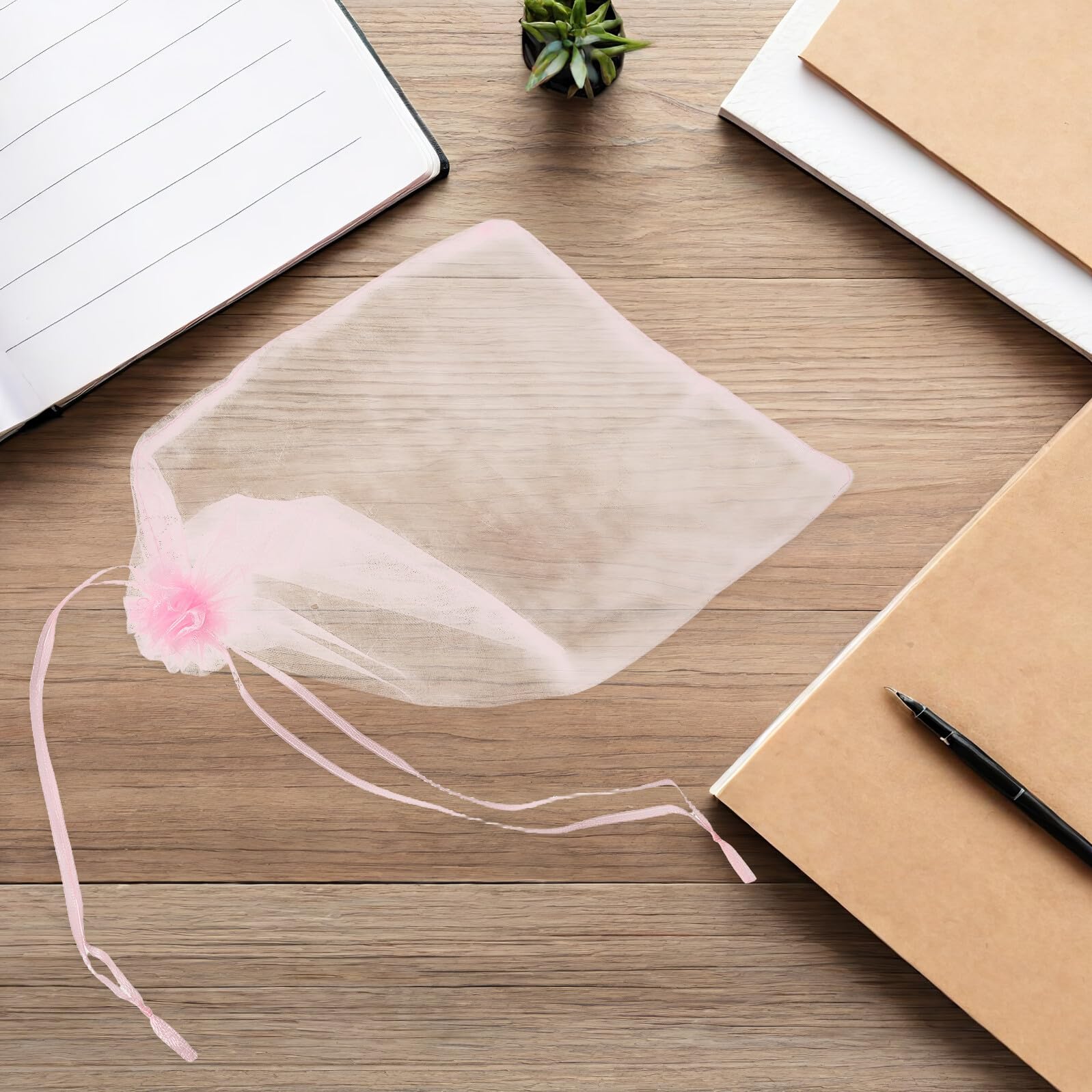 100pièces Sacs Cadeaux Organza avec Cordon de Serrage Petits Sacs à Bijoux Filet Transparent Pochettes de Rangement pour Cadeaux Friandises Mariages et Anniversaires