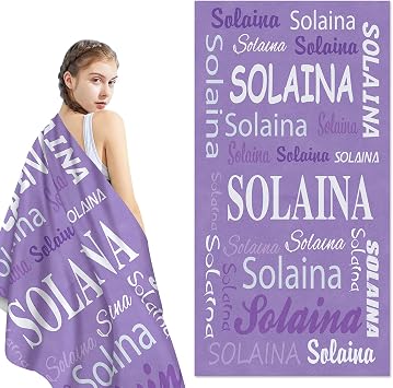 Novgarden Personalized Beach Towel for Kids, Custom Beach Towels with Names, 30 x 60 Microfiber Quick Dry Beach Blanket Essentials for Vacation, Travel, Swimming Pool, Bath