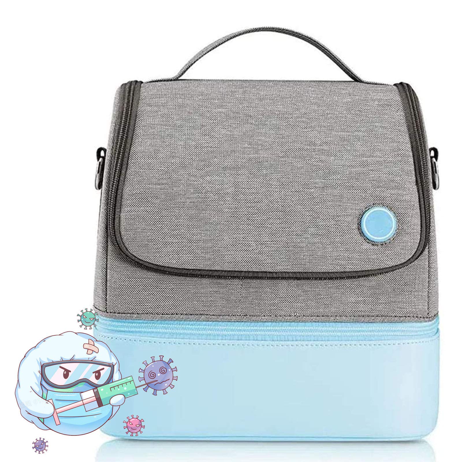 UV Sterilization Bag,59S Portable UVC Sterilizer 3 Minutes Fast Disinfection 99.9%, with 17 LED Lamp Beads, 2000 Mah Battery for Bottle/Underwear/Toothbrush/Beauty Tools/Jewelry Cleaned,Blue