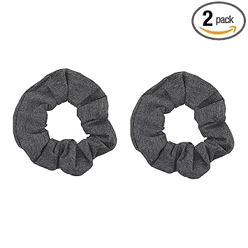 Set of 2 Solid Scrunchies - Dark Heather Grey