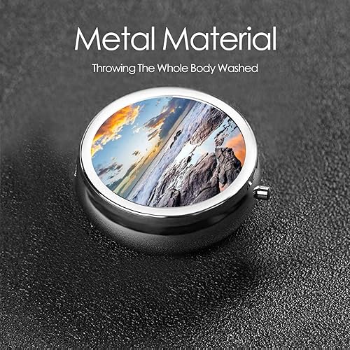 Miniatura 6 de Sunset Cloudss Coast Waves Hawaii Pastillero de bolsillo Medicina Tablet Holder Organizador Pastillero decorativo Caja de metal
