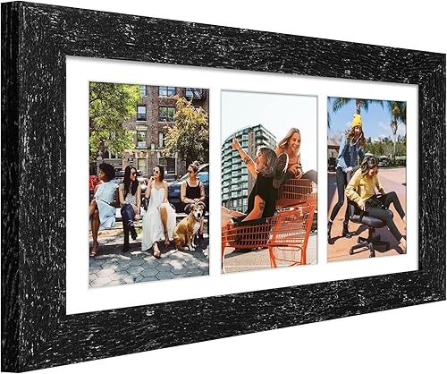 Miniatura 3 de Gaevuian Portarretratos de 8 x 16 pulgadas, marco de fotos de 3 aperturas, collage de 5 x 7 pulgadas, marco de fotos múltiples con paspartú,