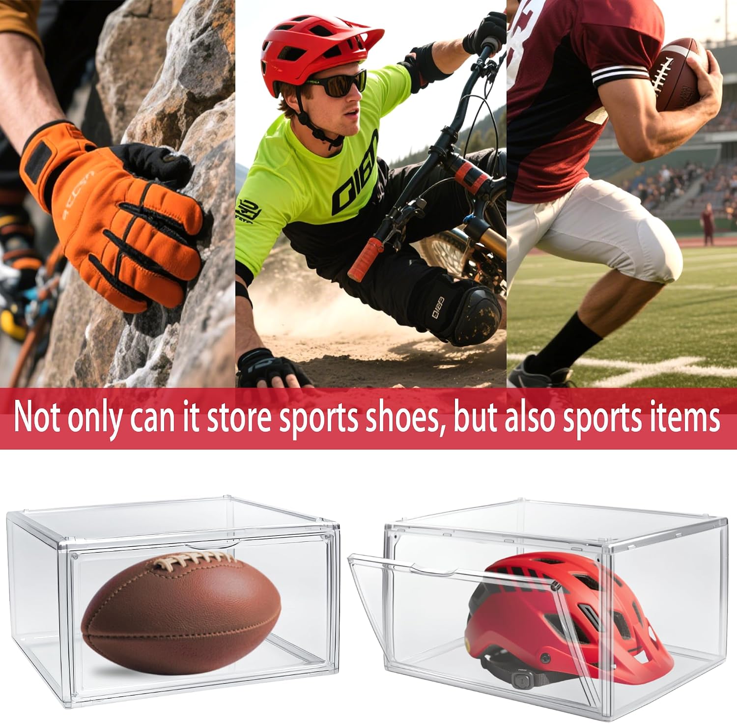 Clear Acrylic Shoe Boxes Stackable, Magnetic Clear Shoe Storage Boxes Fits Men’s US Size 12.5, Acrylic Sneaker Display Organizer, Drop Side Shoe Containers for Entryway & Sneaker, 1 Pack