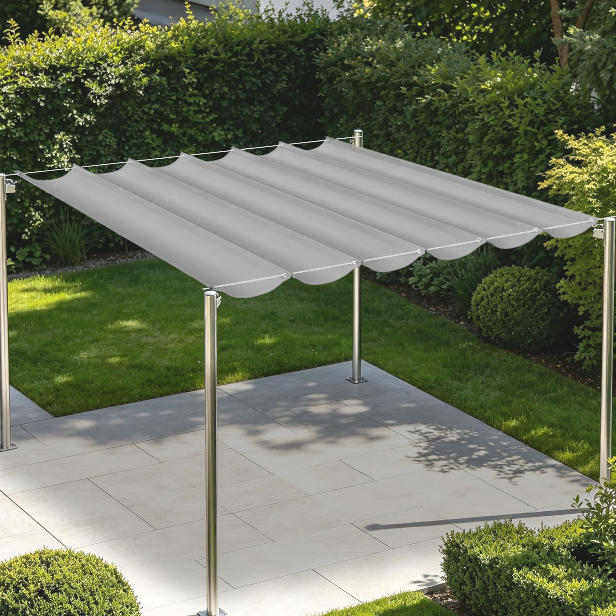 Voile d'ombrage élégant gris clair 450 x 250 cm avec oeillets renforcés