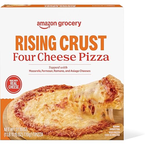Amazon Grocery, Rising Crust Four Cheese Pizza, 27.15 Oz, Frozen