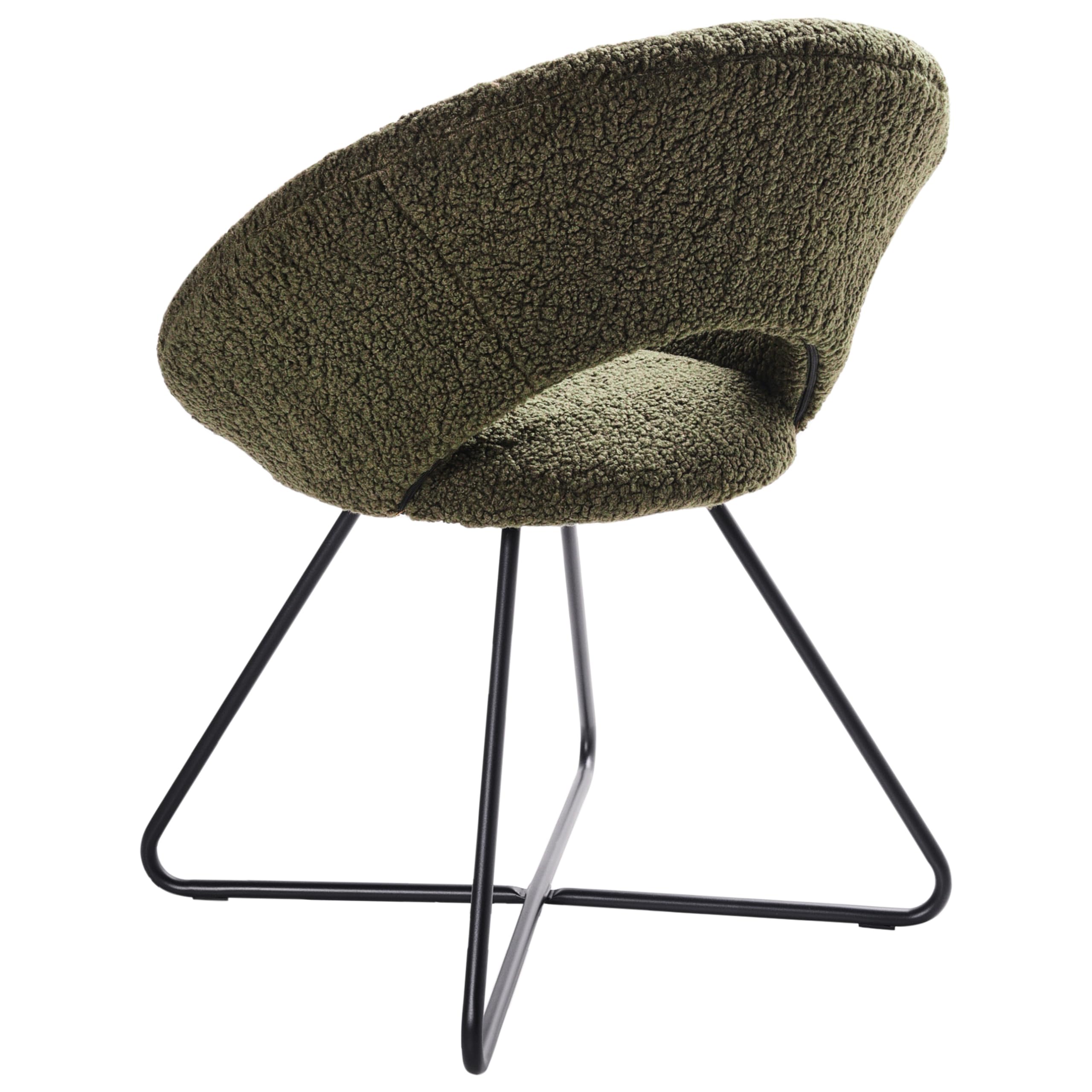Beliani Sessel rund Bouclé grün mit schwarzem Metallgestell Kufen Glamourös Retro Rachel