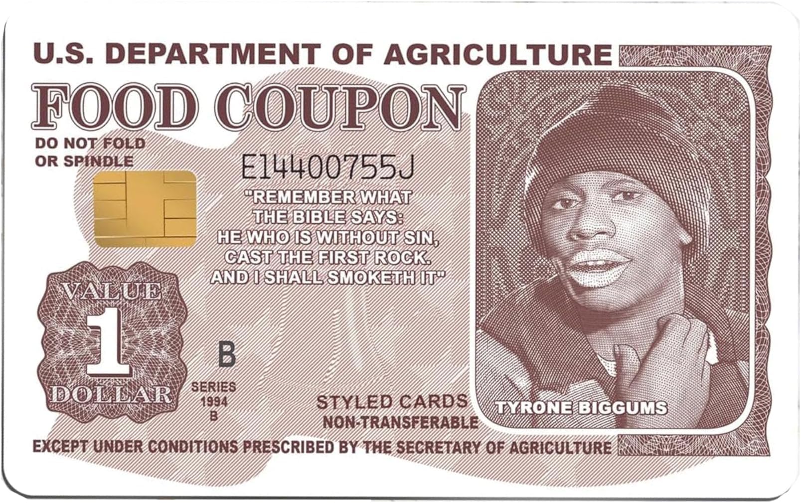 Food Coupon Funny Tyrone Biggums Credit Card Skin Sticker - Enhance Debit, EBT, Transit, and Access Cards - Slim, Removable, Bubble-Free Cover Premium Waterproof